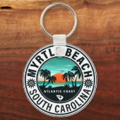 Myrtle Beach South Carolina Retro Sunset Souvenirs Sleutelhanger (Voorkant)