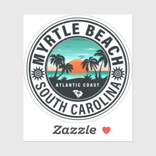 Myrtle Beach South Carolina Retro Sunset Souvenirs Sticker (Vel)