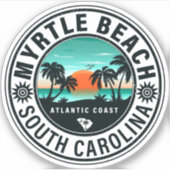 Myrtle Beach South Carolina Retro Sunset Souvenirs Sticker (Voorkant)