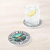 Myrtle Beach South Carolina Retro Sunset Souvenirs Zandsteen Onderzetter (Zijkant)