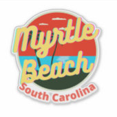 Myrtle Beach South Carolina Retro Sunset Sticker (Voorkant)