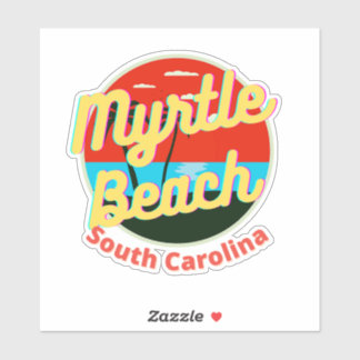 Myrtle Beach South Carolina Retro Sunset Sticker