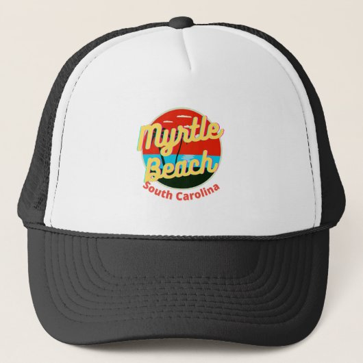 Myrtle Beach South Carolina Retro Sunset Trucker Pet (Voorkant)