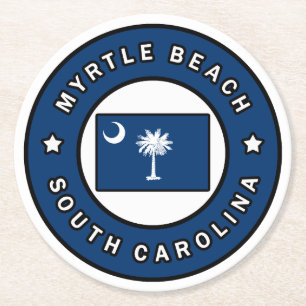 Myrtle Beach South Carolina Ronde Kartonnen Onderzetter