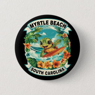 Myrtle Beach South Carolina Schattige Zeeschildpad Ronde Button 5,7 Cm