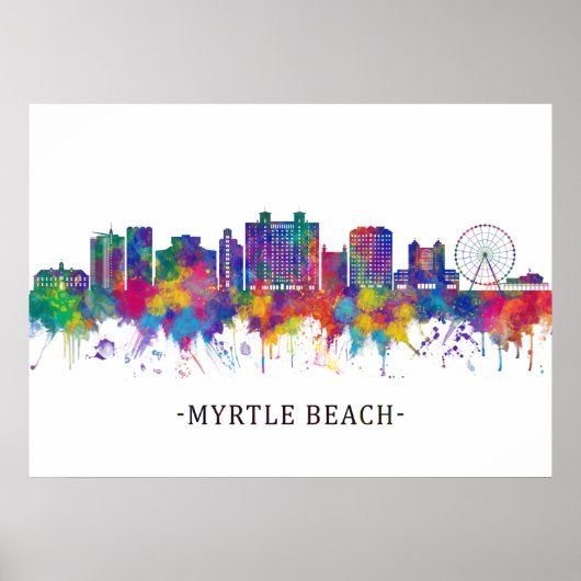 Myrtle Beach South Carolina Skyline Poster (Voorkant)