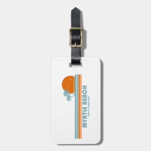 Myrtle Beach South Carolina Sun Palm Trees Bagagelabel (Voorkant verticaal)