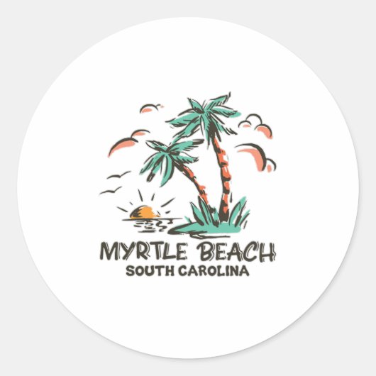 Myrtle Beach - South Carolina - Sunset Ronde Sticker (Voorkant)