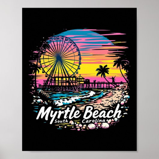 Myrtle Beach South Carolina Sunset Skyline Poster (Voorkant)
