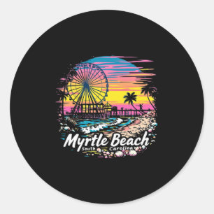  Myrtle Beach South Carolina Sunset Skyline Ronde Sticker
