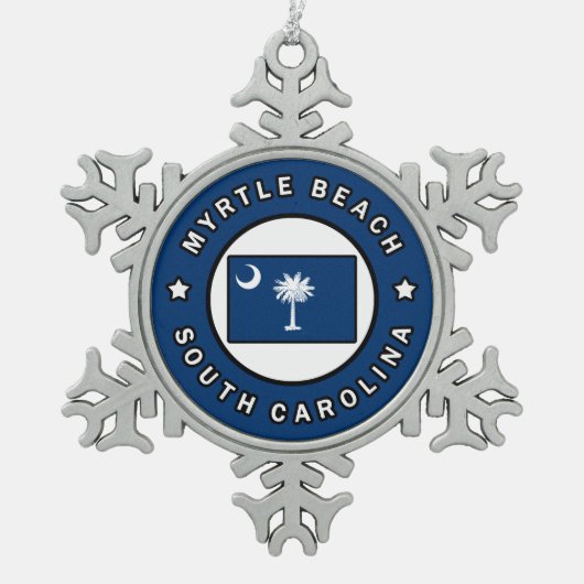 Myrtle Beach South Carolina Tin Sneeuwvlok Ornament (Voorkant)
