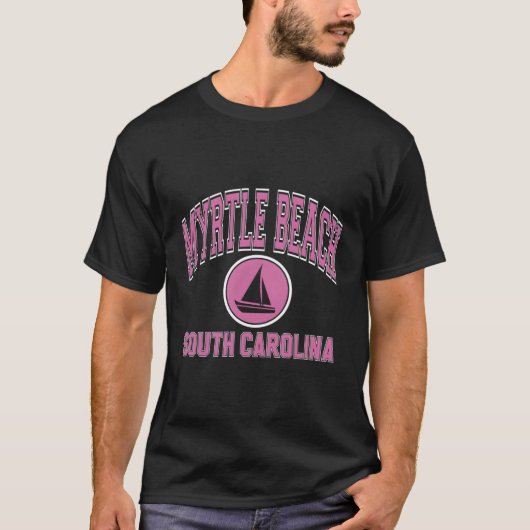 Myrtle Beach South Carolina Varsity Stijl Zeilboot T-shirt (Voorkant)