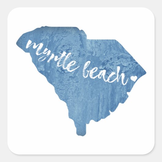 Myrtle Beach South Carolina Wood Grain Vierkante Sticker (Voorkant)
