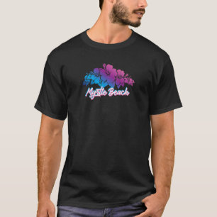 Myrtle Beach Souvenir Retro Tropical Floral Hibisc T-shirt