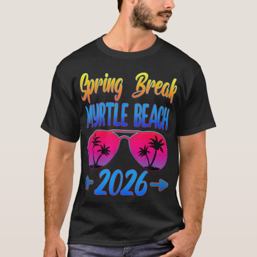 Myrtle Beach Spring Break 2026 Zonnebril Strand Va T-shirt (Voorkant)