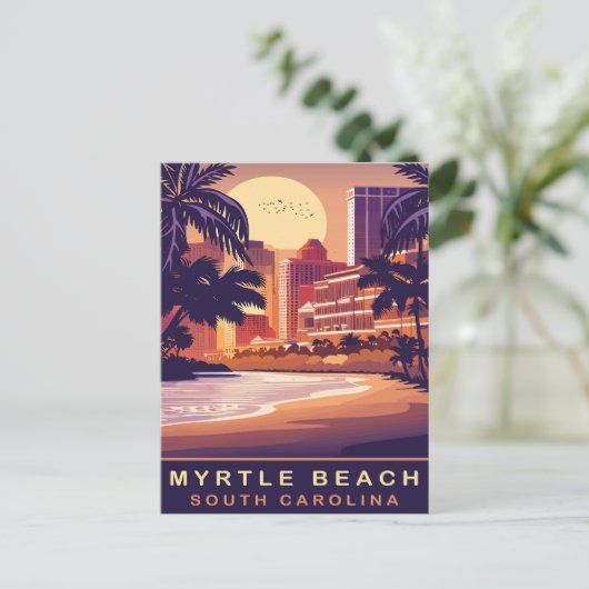 Myrtle Beach, Sunset, South Carolina, Reizen Briefkaart (Staand voorkant)