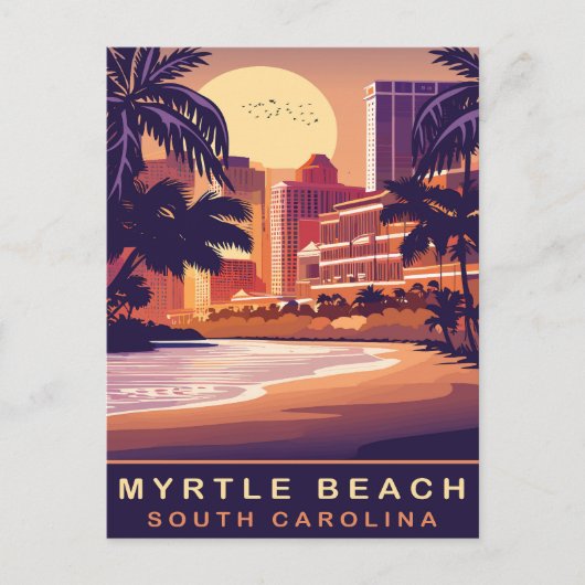 Myrtle Beach, Sunset, South Carolina, Reizen Briefkaart (Voorkant)
