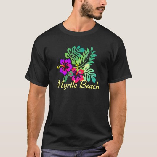 Myrtle Beach Tropical Flower Surf Vacay T-shirt (Voorkant)