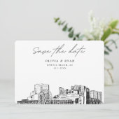 Myrtle Beach Trouw Skyline Save the Date Kaart (Staand voorkant)