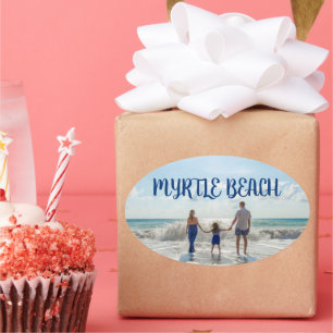 Myrtle Beach Verander naar elke strand-souvenir Ovale Sticker