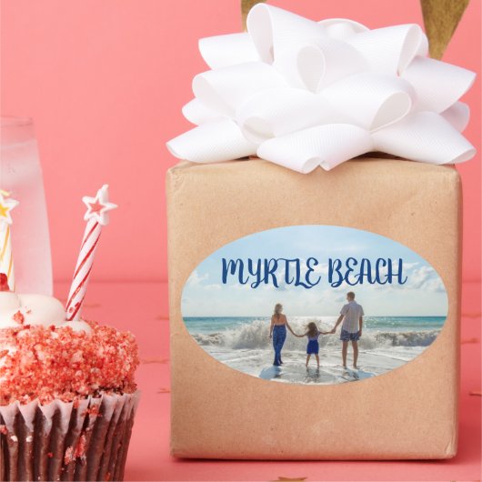 Myrtle Beach Verander naar elke strand-souvenir Ovale Sticker (Feest)