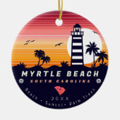 Myrtle Beach vuurtoren SC Retro Sunset Souvenirs Keramisch Ornament (Voorkant)