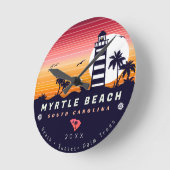 Myrtle Beach vuurtoren SC Retro Sunset Souvenirs Ronde Klok (Hoek)