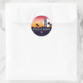 Myrtle Beach vuurtoren SC Retro Sunset Souvenirs Ronde Sticker (Tas)