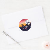 Myrtle Beach vuurtoren SC Retro Sunset Souvenirs Ronde Sticker (Envelop)