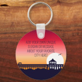 Myrtle Beach vuurtoren SC Retro Sunset Souvenirs Sleutelhanger (Achterkant)