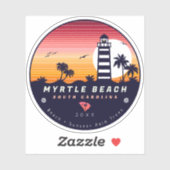Myrtle Beach vuurtoren SC Retro Sunset Souvenirs Sticker (Vel)