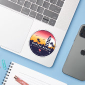 Myrtle Beach vuurtoren SC Retro Sunset Souvenirs Sticker (Laptop met iPhone)