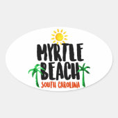 Myrtle Beach Waterverf Ovale Sticker (Voorkant)