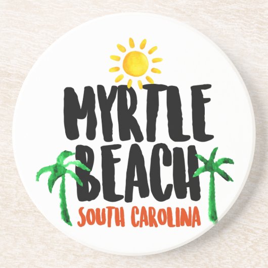 Myrtle Beach Waterverf Zandsteen Onderzetter (Voorkant)