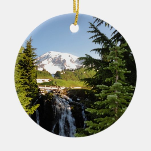 Myrtle-Herfsten, Mount Rainier Keramisch Ornament (Voorkant)