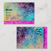 MYRTLE MONOGRAM, blauwe turquase roze fuchsia pare Visitekaartje (Voorkant / Achterkant)