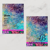 MYRTLE MONOGRAM, blauwe turquase roze fuchsie Visitekaartje (Voorkant / Achterkant)