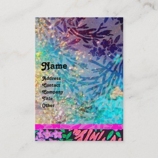 MYRTLE MONOGRAM, blauwe turquase roze fuchsie Visitekaartje (Voorkant)