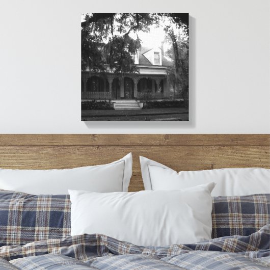 Myrtles Plantation in black and white Canvas Afdruk (Insitu (Slaapkamer))