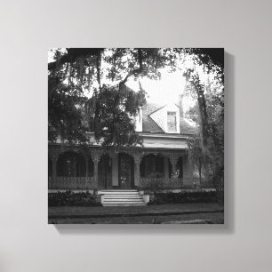 Myrtles Plantation in black and white Canvas Afdruk