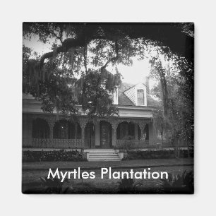Myrtles Plantation in black and white Magneet