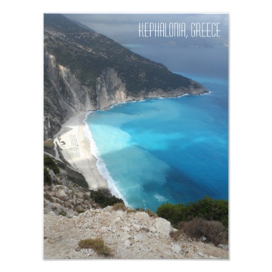 Myrtos Bay Beach Kefalonia Foto Afdruk (Voorkant)