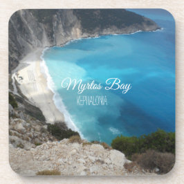 Myrtos Bay Beach Scene in Kephalonia Griekenland Bier Onderzetter