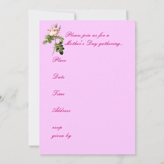 Mys Moederdag Gathering-uitnodiging Kaart (Achterkant)