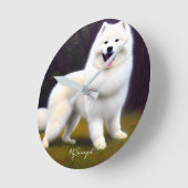 MySamoyed Personalized Gift Idee Cute Samoyed Ronde Klok (Hoek)
