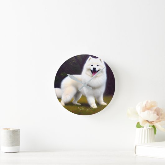 MySamoyed Personalized Gift Idee Cute Samoyed Ronde Klok (Huis)