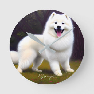 MySamoyed Personalized Gift Idee Cute Samoyed Ronde Klok