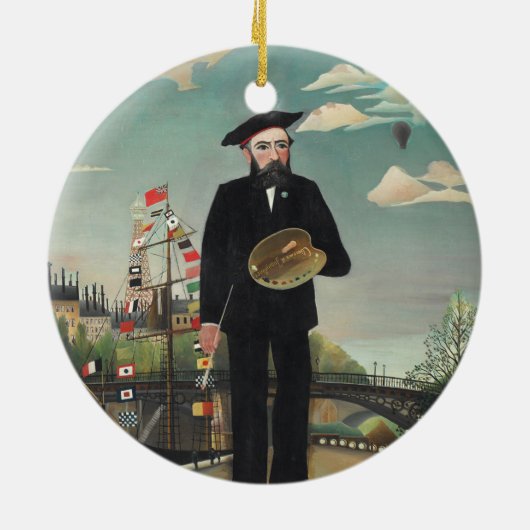 Myself Portrait Landscape 1890, Henri Rousseau Keramisch Ornament (Achterkant)