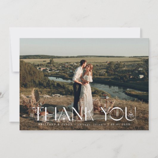 Mysical Elegantie Foto Huwelijk Bedankkaart (Voorkant)