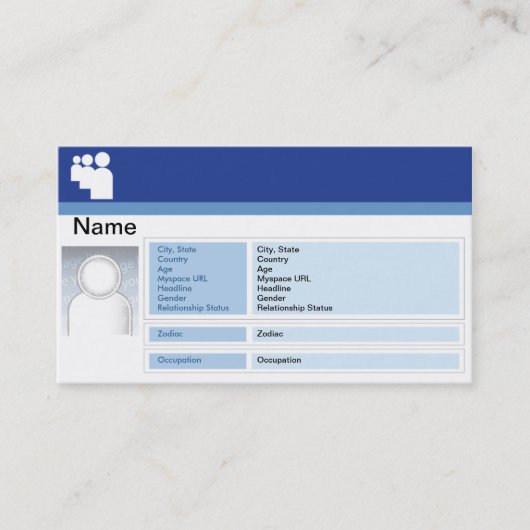 Myspace Dark - Business Visitekaartje (Voorkant)